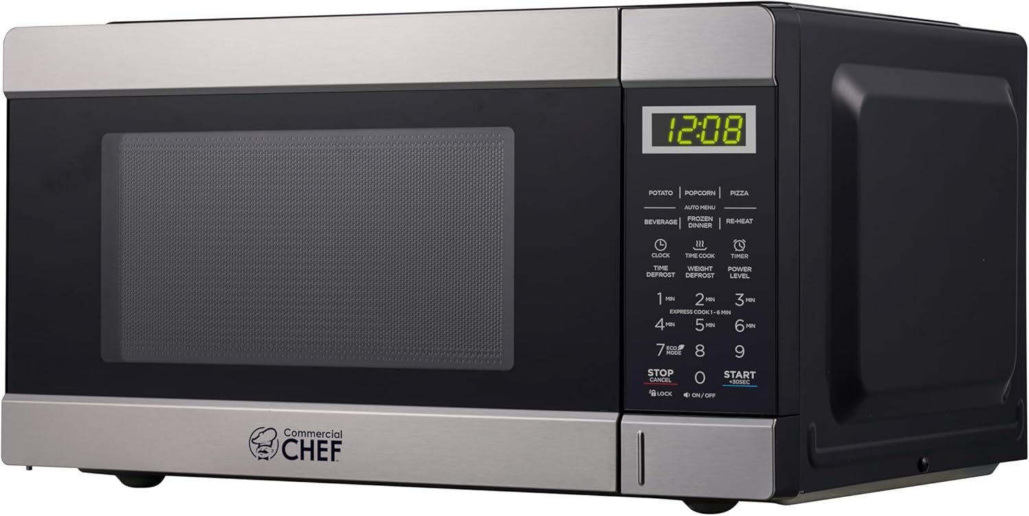 COMMERCIAL CHEF 0.6 Cubic Foot Microwave with 6 Power Levels, Small Microwave with Grip Handle, 700W Countertop Microwave with 30 Minute Timer and Mechanical Dial Controls, White