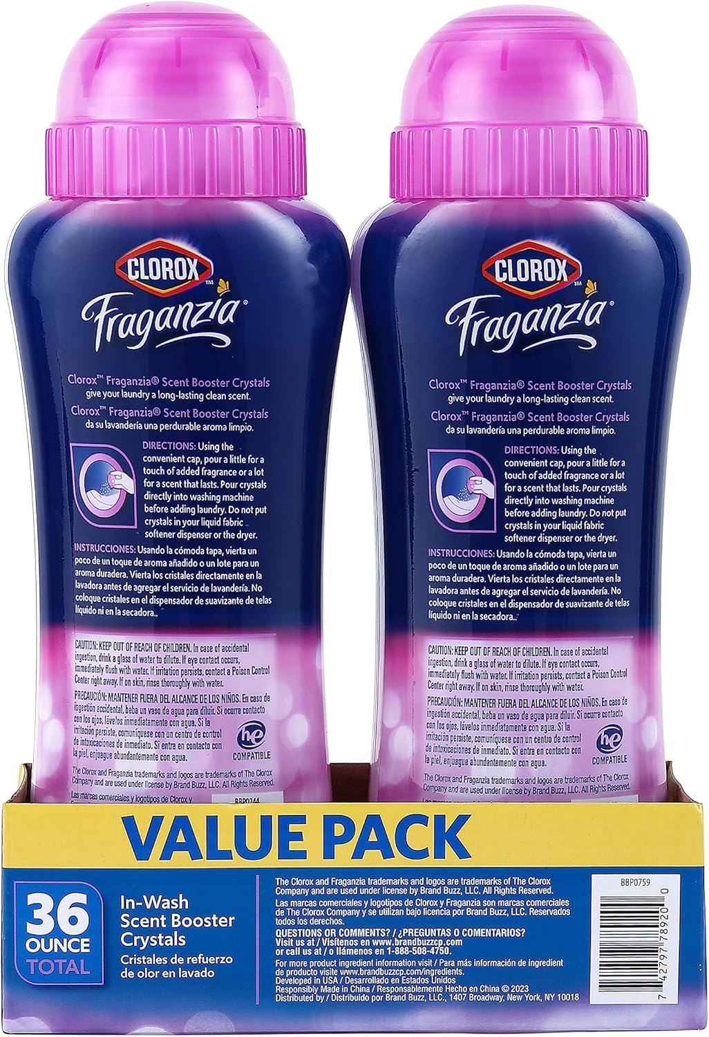 Clorox Fraganzia In-Wash Scent Booster Crystals in Ocean Scent, 18 Oz Twin Pack | Laundry Scent Booster Crystals | In-wash Scent Booster for Fresh Laundry in Ocean Scent 18 Ounce Twin Pack, 36oz