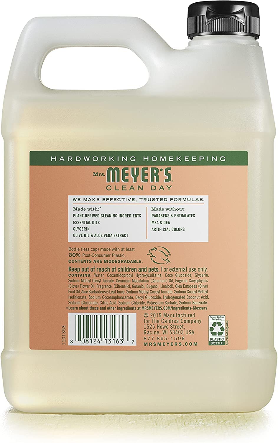 MRS. MEYER'S CLEAN DAY Liquid Hand Soap Refill, Cruelty Free and Biodegradable Formula, Lemon Verbena Scent, 33 oz