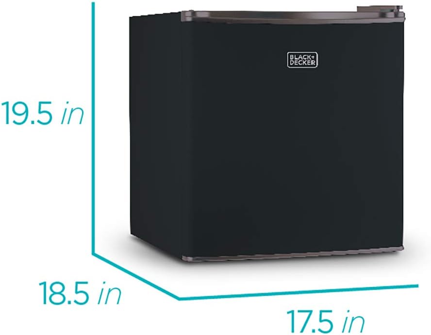 BLACK+DECKER BCRK17B Compact Refrigerator Energy Star Single Door Mini Fridge with Freezer, 1.7 Cubic Feet, Black
