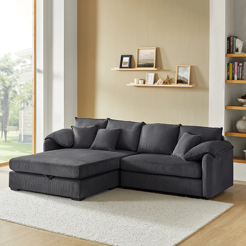 Aladino 2-Piece Upholstered Reversible Sectional Sofa with Storage