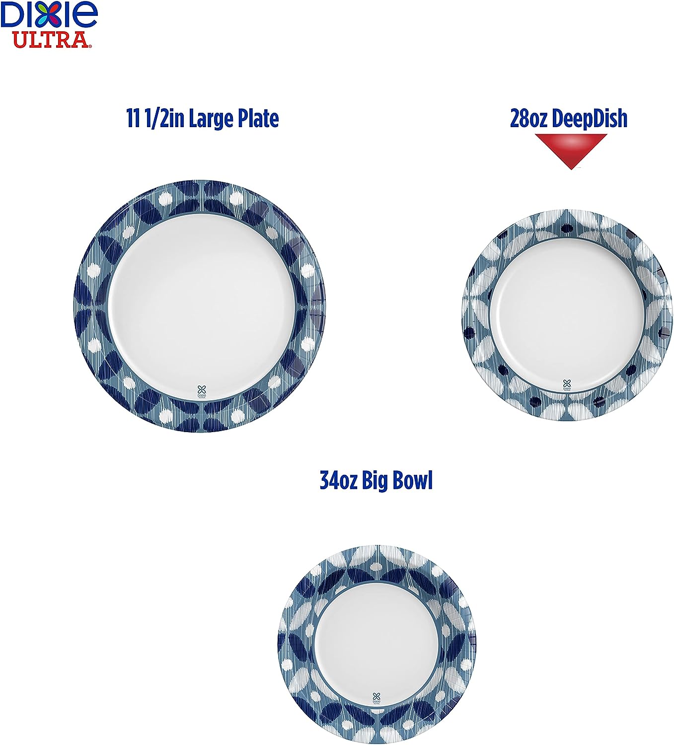 Dixie Ultra Deep Dish Paper Plates, 9 9/16 inch Dinner Size Printed Disposable Plates, 40 Count (1 Pack of 40 Plates)