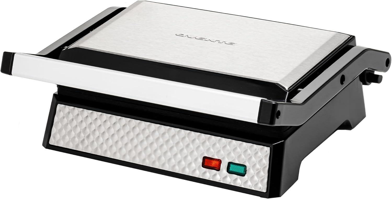 OVENTE Electric Sandwich Maker with Non-Stick Plates, Indicator Lights, Cool Touch Handle, Easy to Clean and Store, Perfect for Cooking Breakfast, Grilled Cheese, Tuna Melts and Snacks, Black GPS401B