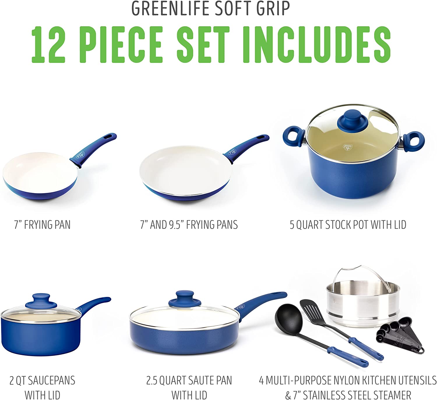 Ceramic non-stick 12-piece pan set