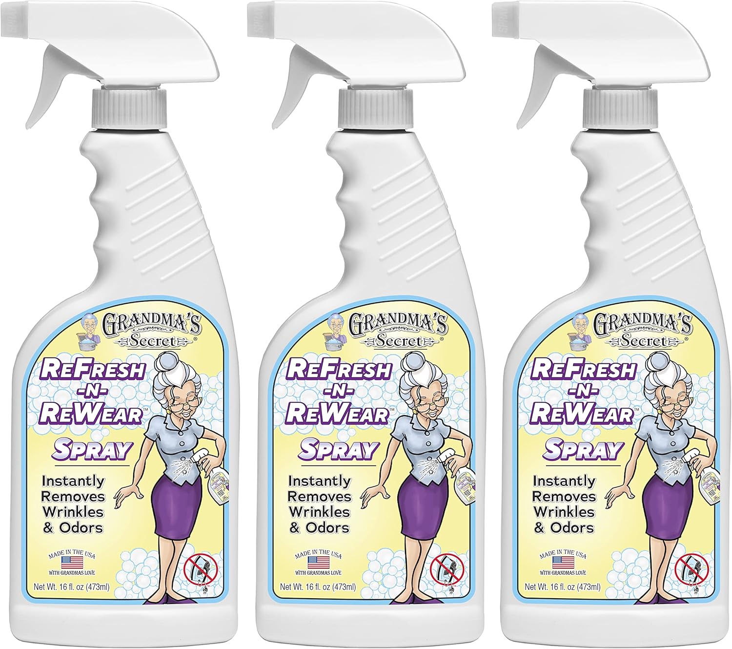 Grandma's Secret Spot Remover Laundry Spray - Chlorine, Bleach and Toxin-Free Fabric Stain Remover for Clothes - Removes Oil, Paint, Blood and Pet Stains - 16 Oz, 2 Pack