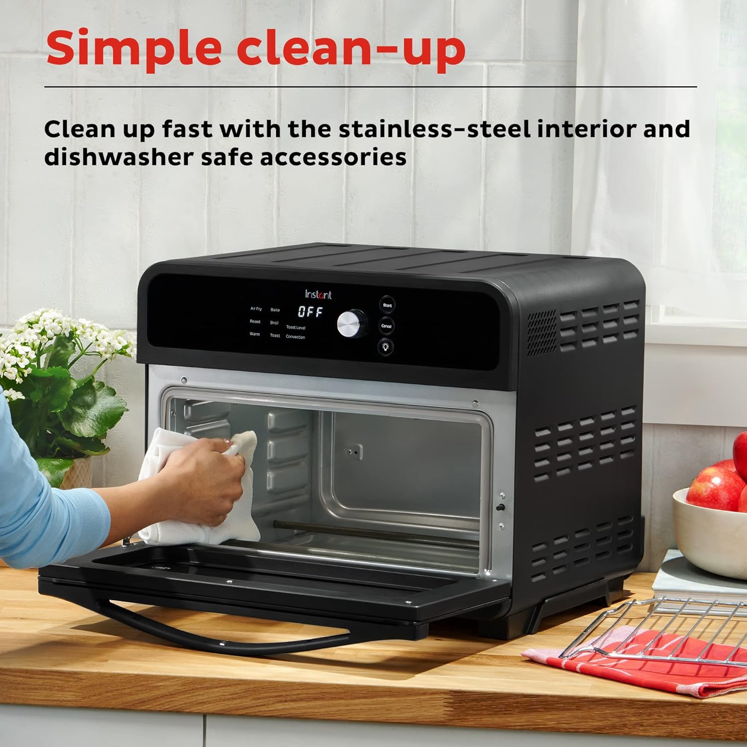 Instant Pot 10QT Air Fryer, 7-in-1 Functions with EvenCrisp Technology that Crisps, Broils, Bakes, Roasts, Dehydrates, Reheats & Rotisseries, Includes over 100 In-App Recipes, Stainless Steel