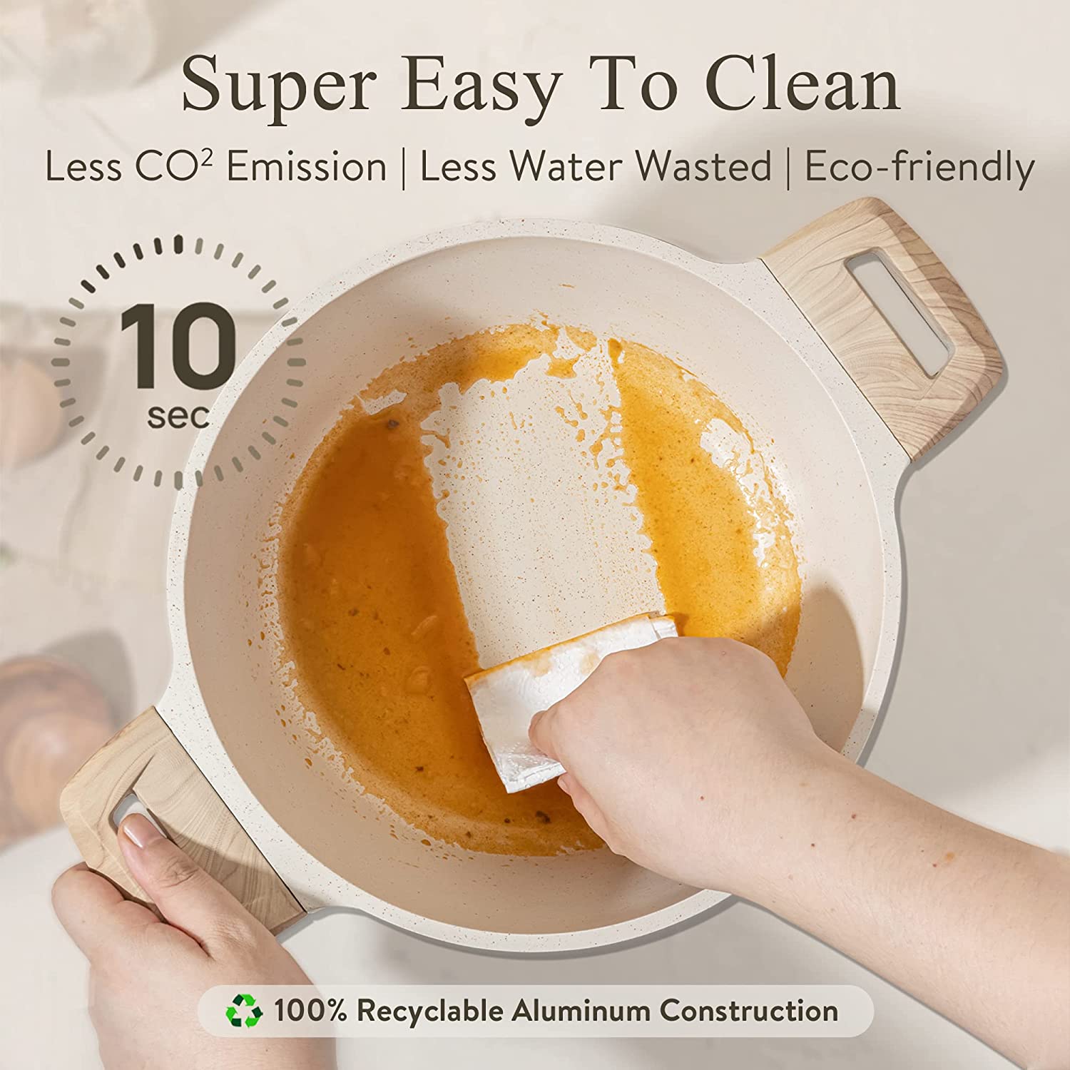 Pots and Pans Set Nonstick, White Granite Induction Kitchen Cookware Sets, 10 Pcs Non Stick Cooking Set w/Frying Pans & Saucepans(PFOS, PFOA Free)