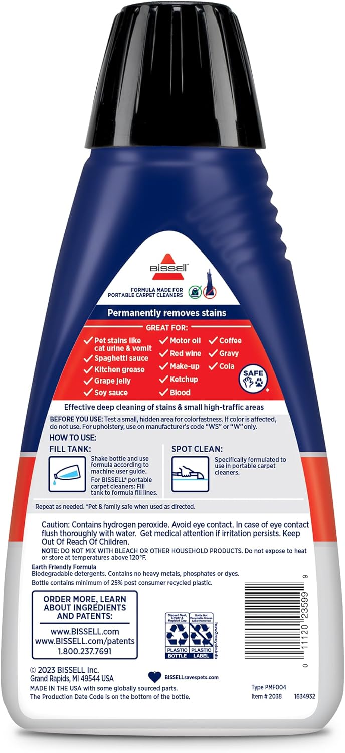Bissell Professional Spot and Stain + Oxy Portable Machine Formula, 32 Fl Oz (Pack of 1)