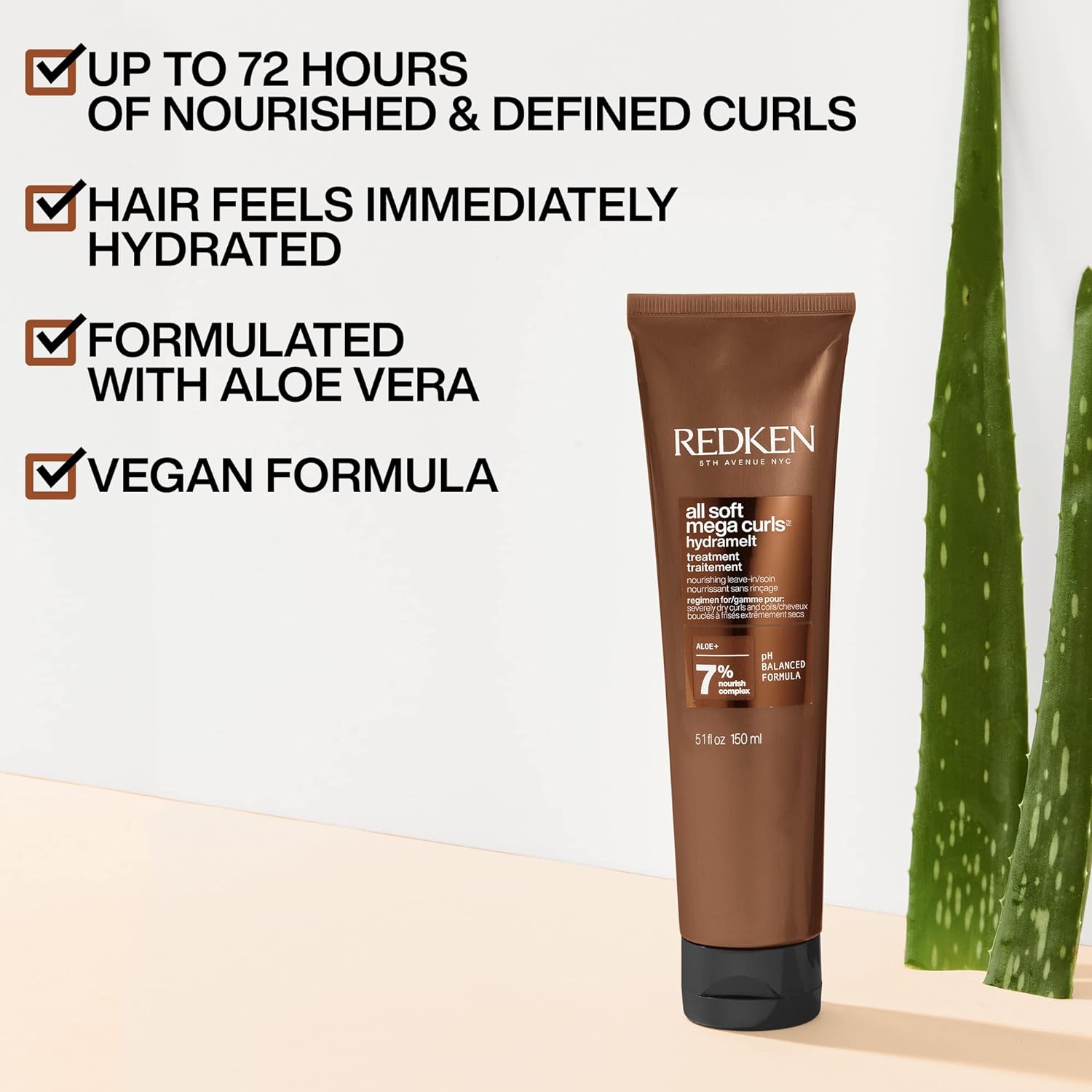 Redken All Soft Mega Curls Hydramelt Leave-In Treatment | For Extremely Dry Hair | For Curly & Coily Hair | Ultra Moisturizing Hair Lotion Enhances Shine | With Aloe Vera