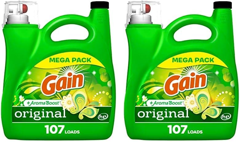 Gain + Aroma Boost Laundry Detergent Liquid, Original Scent, 107 Loads, 154 fl oz, HE Compatible Laundry Soap with Febreze and Oxi