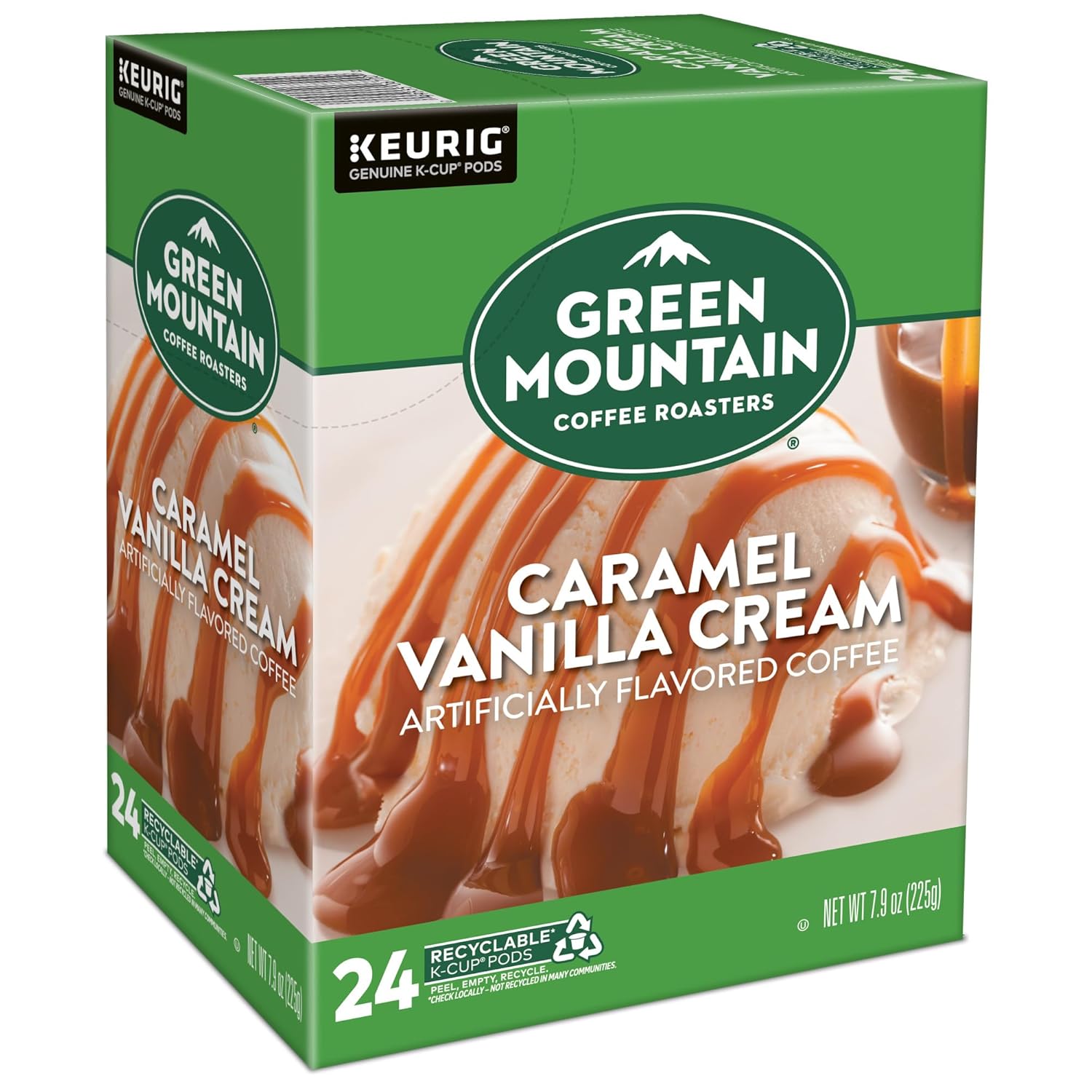 Green Mountain Coffee Roasters Caramel Vanilla Cream Keurig Single-Serve K-Cup pods, Light Roast Coffee, 72 Count (6 Packs of 12)