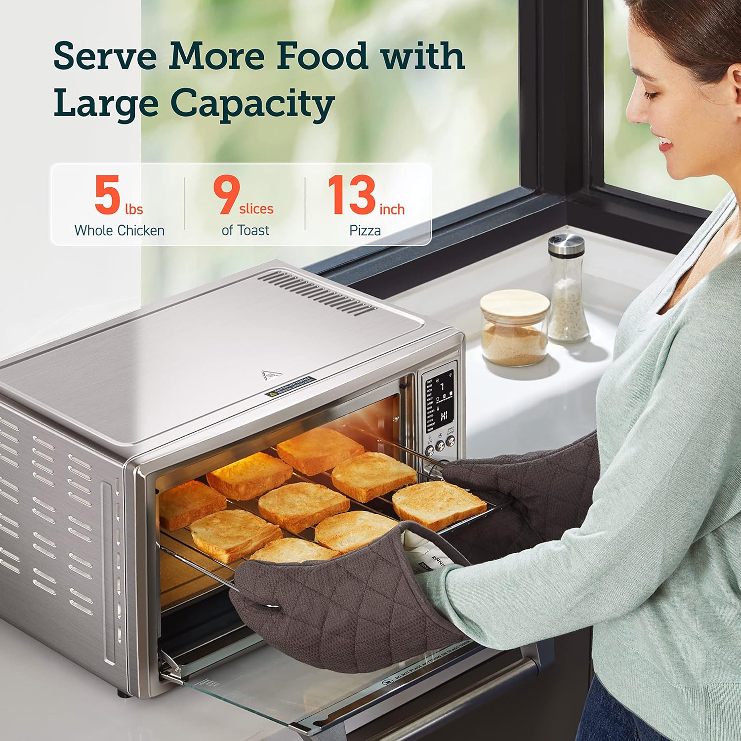 COSORI Smart 11-in-1 Air Fryer Toaster Oven Combo, Airfryer Convection Oven Countertop, Bake, Roast, Reheat, Broil, Dehydrate, 94 Recipes & 3 Accessories, 26QT, Silver, Stainless Steel