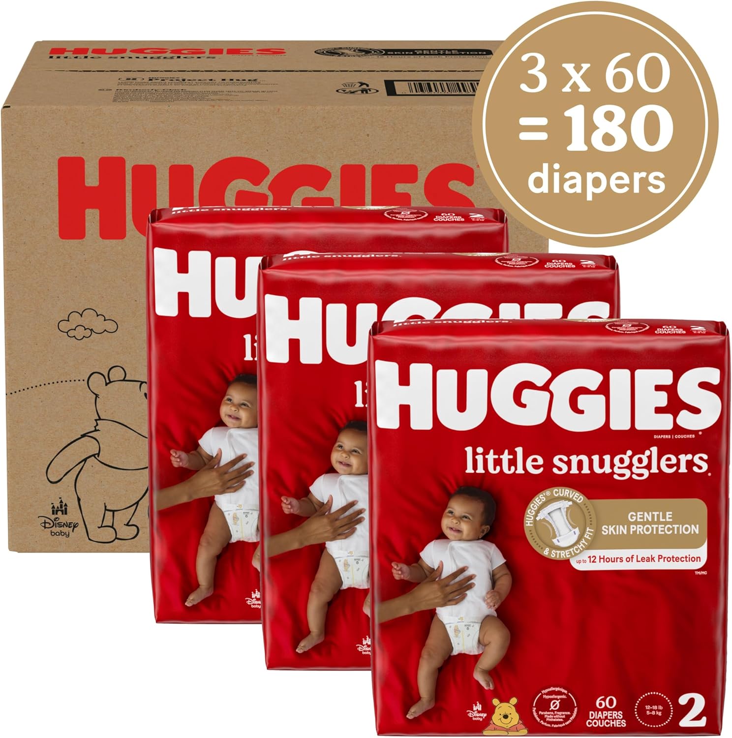 Huggies Size 1 Diapers, Little Snugglers Diapers, Size 1 (8-14 lbs), 198 Ct (6 packs of 33)