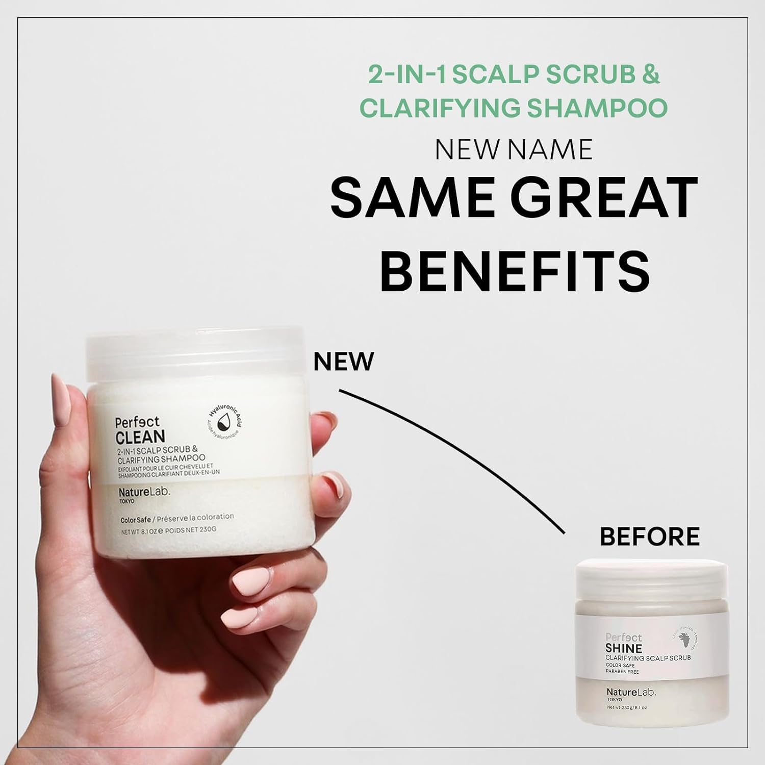 NATURELAB. TOKYO Perfect Shine Clarifying Scalp Scrub: 2-in-1 Shampoo and Scalp Scrub Hair Treatment to Clarify and Remove Product Buildup for Immense Shine I 8.1 OZ / 230G