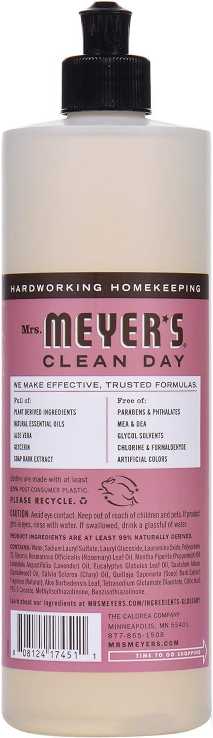 MRS. MEYER'S CLEAN DAY Liquid Dish Soap, Biodegradable Formula, Basil, 16 fl. oz - Pack of 3