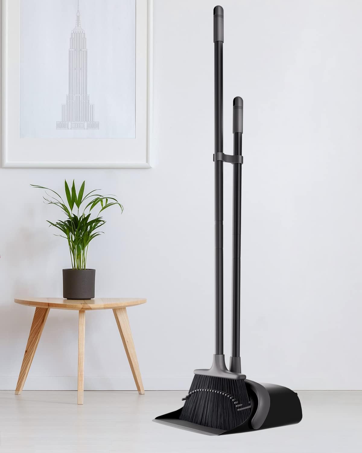 Broom and Dustpan, Broom and Dustpan Set for Home, Long Handle Broom with Dustpan, Broom and Dustpan Combo for Office Home Kitchen Lobby Floor Use Dustpan and Broom Set