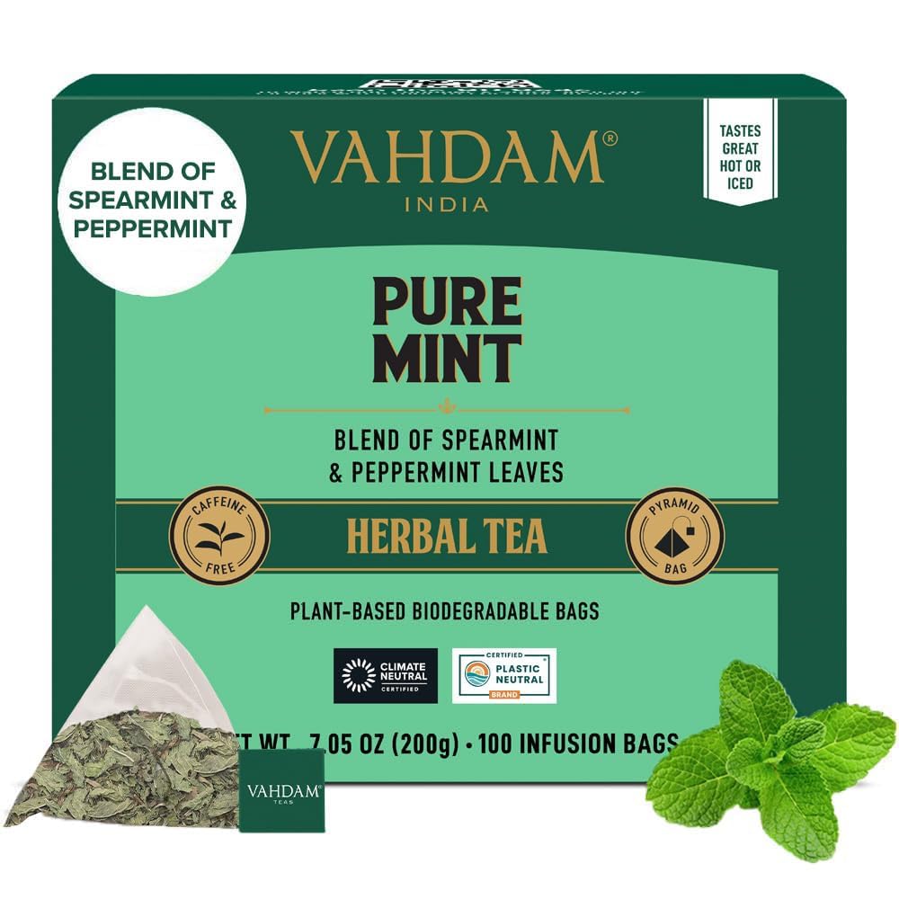 VAHDAM, Organic Turmeric Ginger Herbal Tea Bags (100 Pyramid Tea Bags) Caffeine Free, Non GMO, Gluten Free | 100% Pure Herbal Blend - Savory & Spicy | Plant-Based Tea Bags | Resealable Ziplock Pouch
