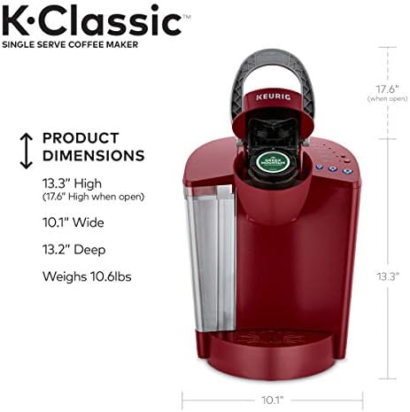 Keurig K-Classic Single Serve K-Cup Pod Coffee Maker, with 3 Brew Sizes, 48oz Removable Reservoir, Black