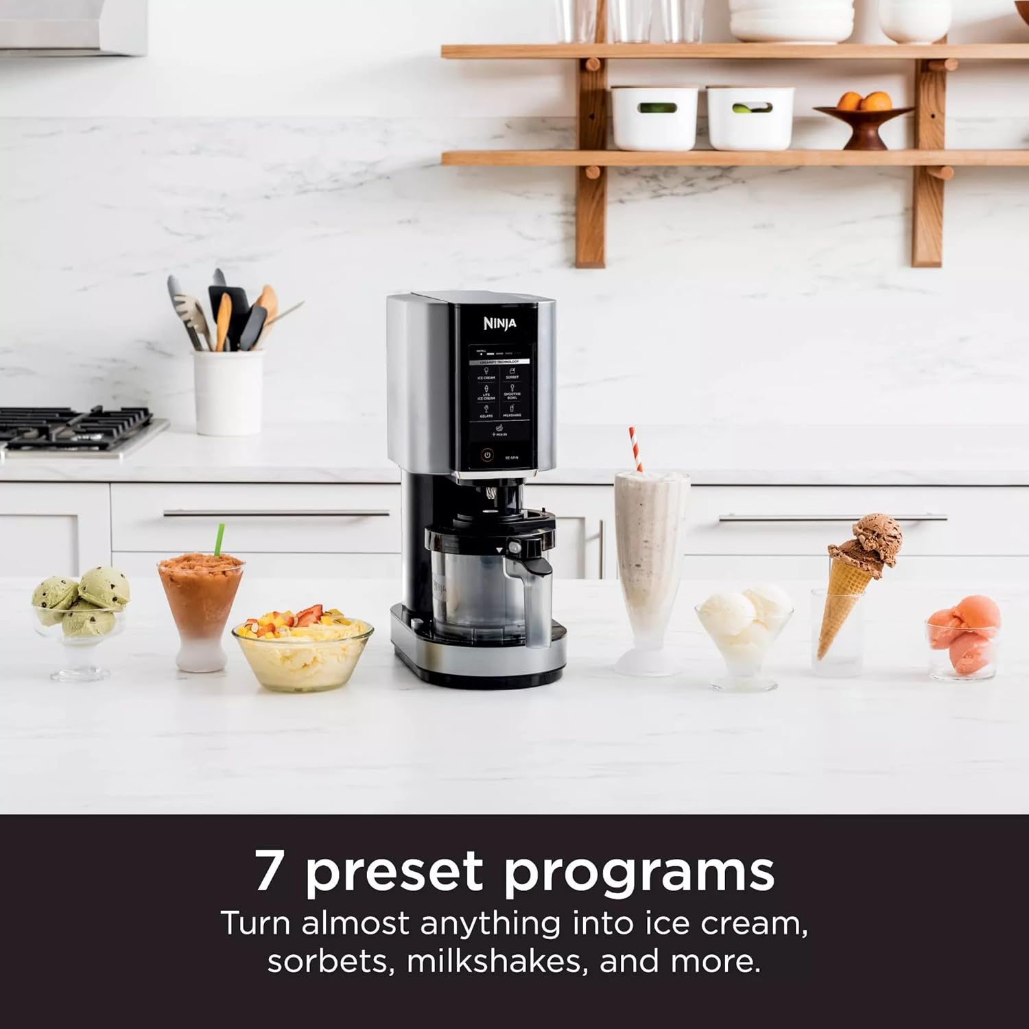 SharkNinja NC301 CREAMi 7-In-1 Ice Cream Maker with 7 Custom Frozen Treat Modes and Easy 3-Step Treat Preparation (Cloud Silver, Renewed)