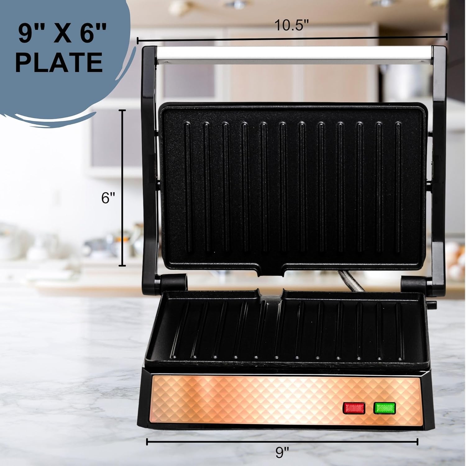 OVENTE Electric Sandwich Maker with Non-Stick Plates, Indicator Lights, Cool Touch Handle, Easy to Clean and Store, Perfect for Cooking Breakfast, Grilled Cheese, Tuna Melts and Snacks, Black GPS401B