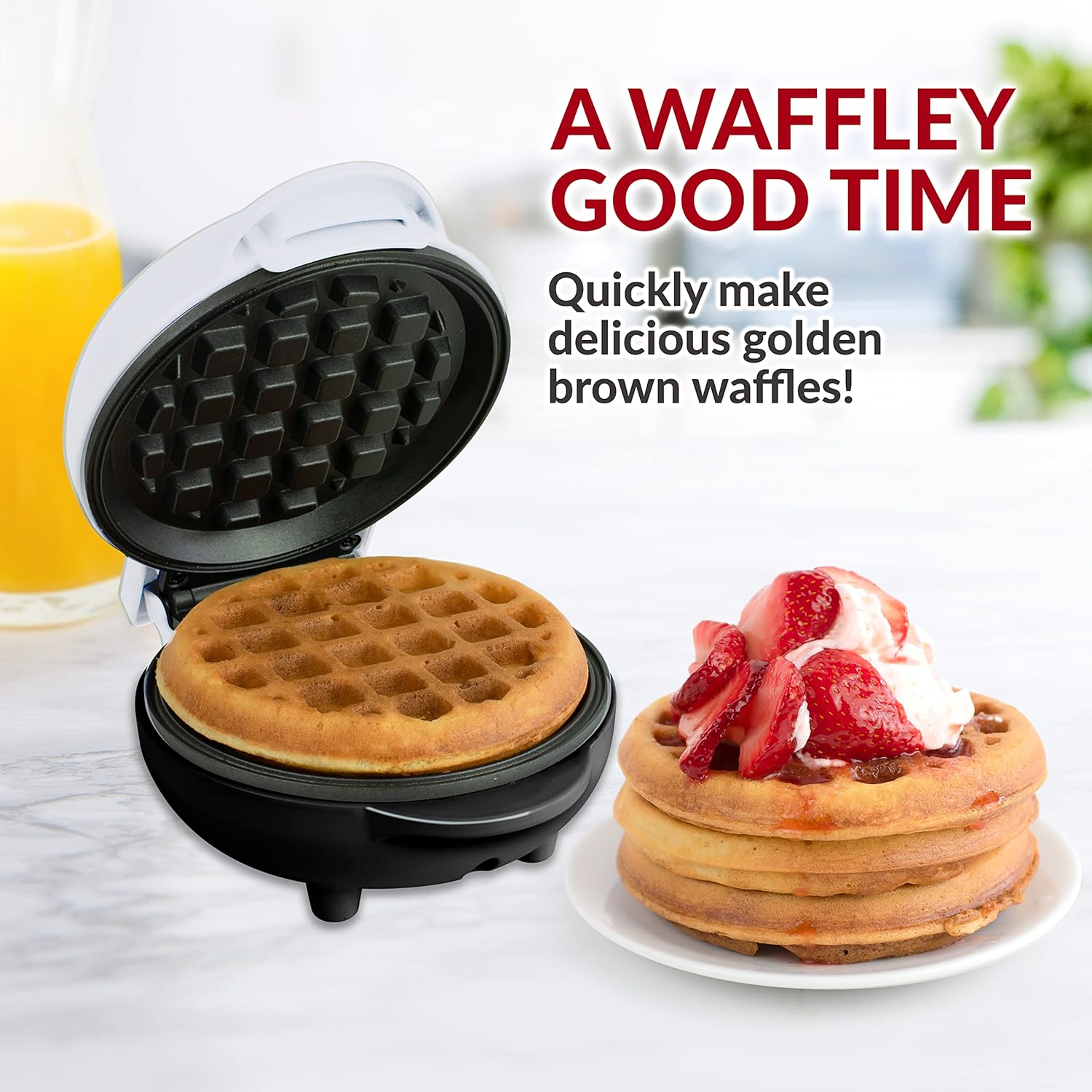 Nostalgia MyMini Cars and Trucks Shape Electric Waffle Maker, 5-Inch Non-Stick Griddle for Waffles, Hash Browns, Eggs, and More, Yellow