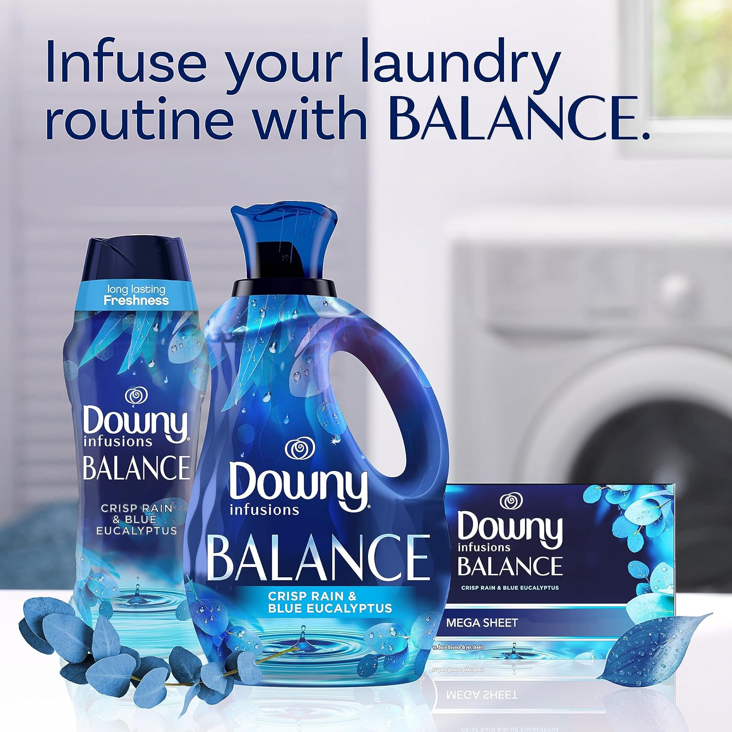 Downy Infusions Laundry Fabric Softener Liquid, CALM, Lavender and Vanilla Bean Scent, 56 fl oz (Pack of 2)