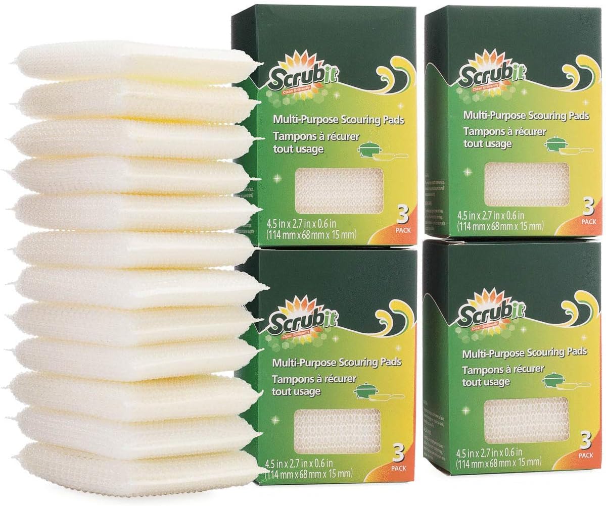 Multi-Purpose Scouring Pad by Scrub-It - Non-Scratch Cleaning Dobie Pads for Pots, Pans, Dishes, Utensils & Non-Stick Cookware - Sponge Scrubbers Use for Kitchen, Bathroom & More - 6 Pack