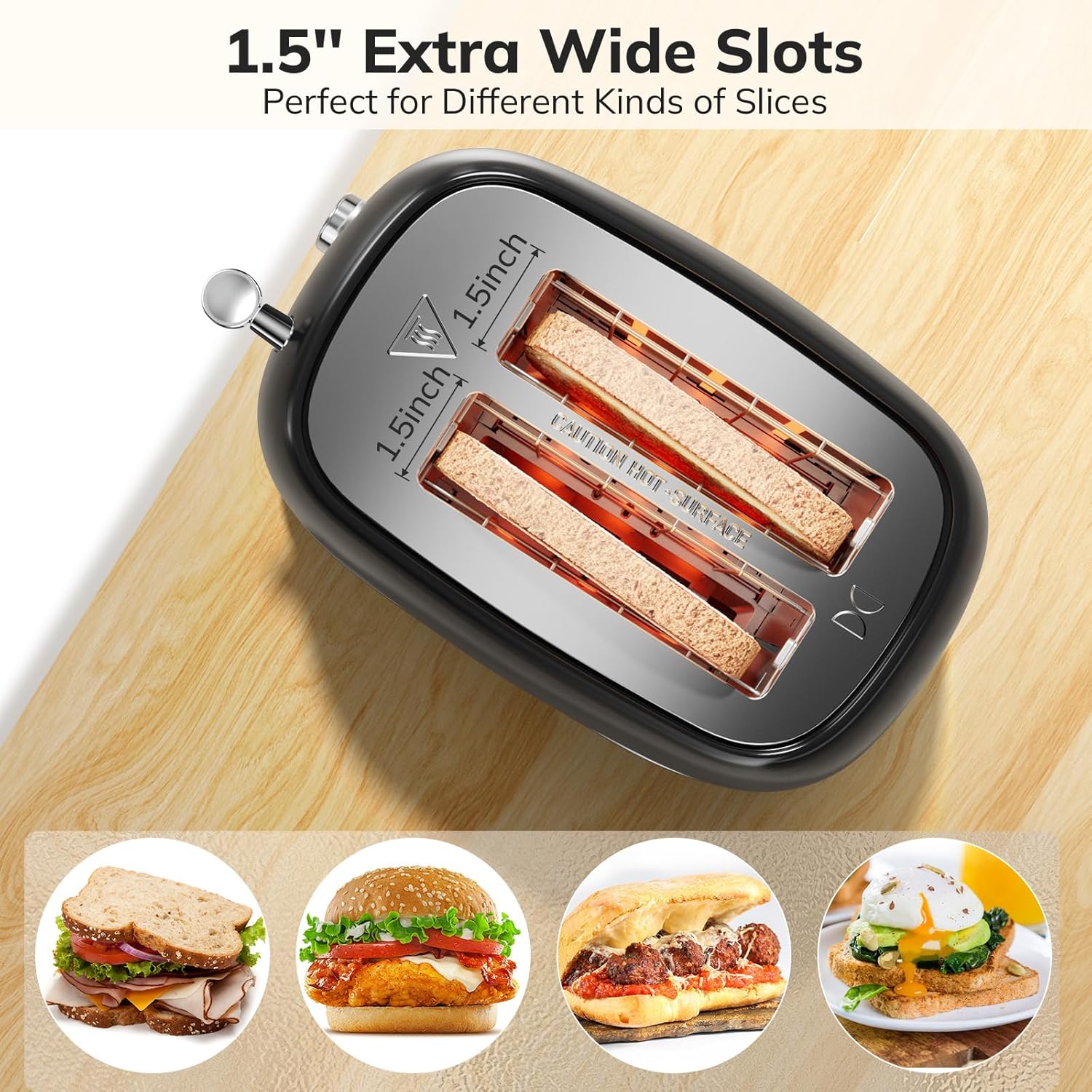 2 Slice Stainless Steel Toaster Retro with 6 Bread Shade Settings, Bagel, Cancel, Defrost Function, 2 Slice Toaster with Extra Wide Slot, Removable Crumb Tray, White