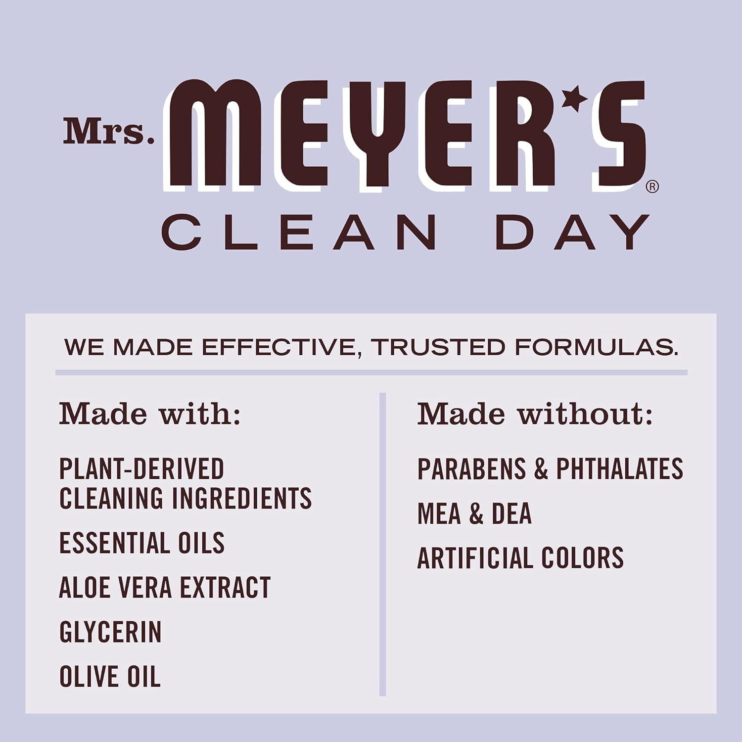 MRS. MEYER'S CLEAN DAY Hand Soap, Made with Essential Oils, Biodegradable Formula, Lavender, 12.5 fl. oz - Pack of 3