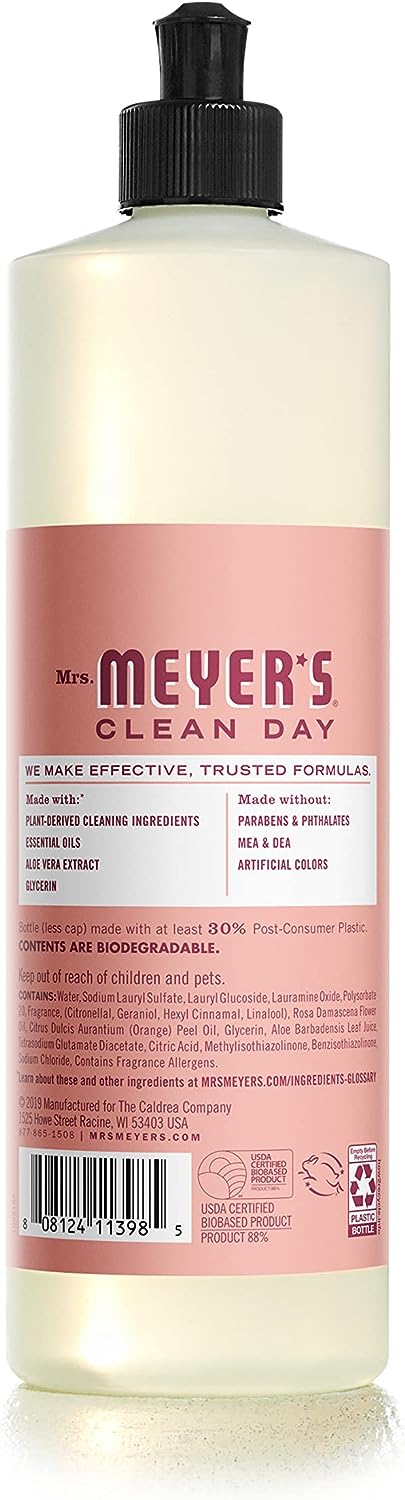 Mrs. Meyer's Liquid Dish Soap, Biodegradable Formula, Lemon Verbena, 16 Fl. Oz - Pack Of 3