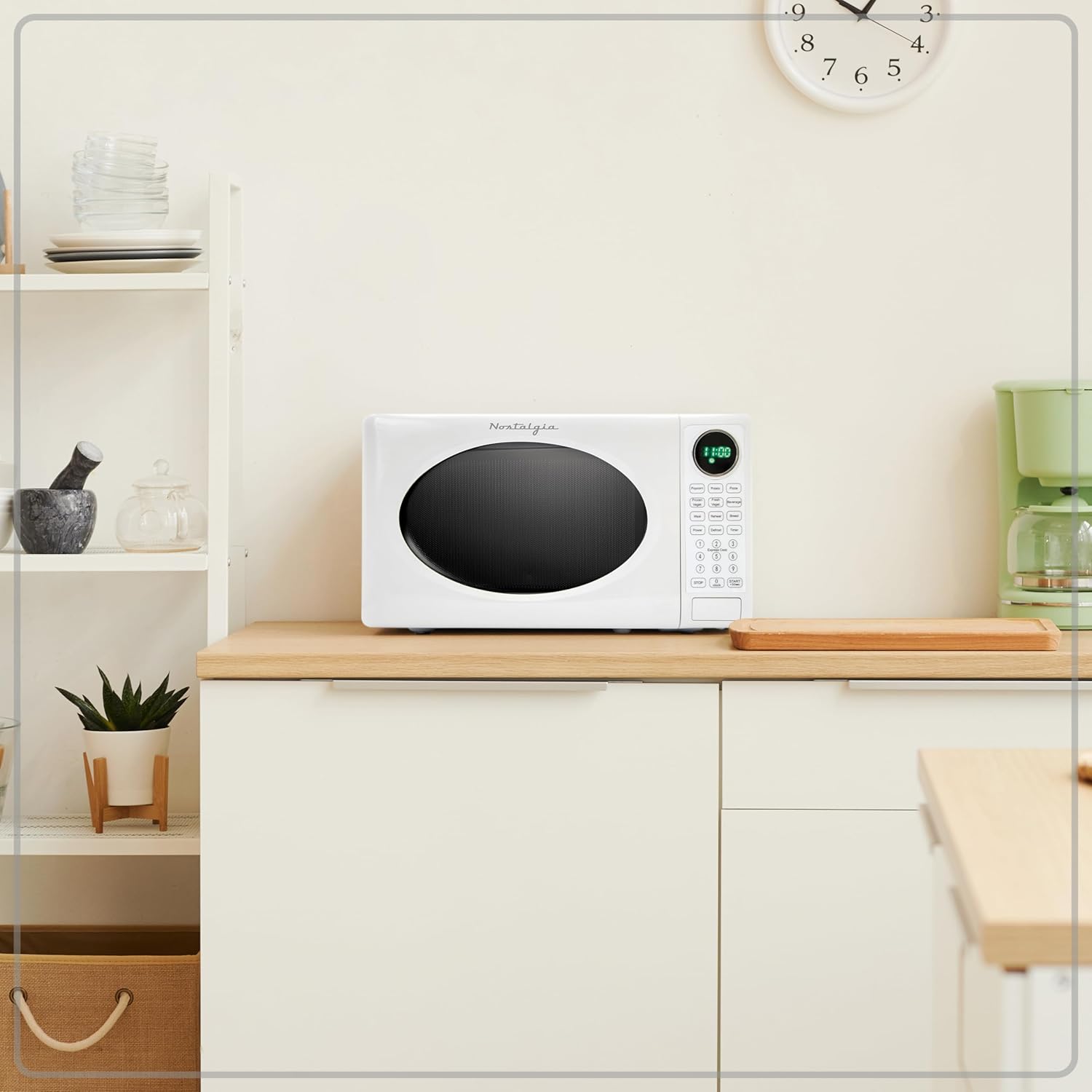 Nostalgia Retro Compact Countertop Microwave Oven - 0.7 Cu. Ft. - 700-Watts with LED Digital Display - Child Lock - Easy Clean Interior - Aqua