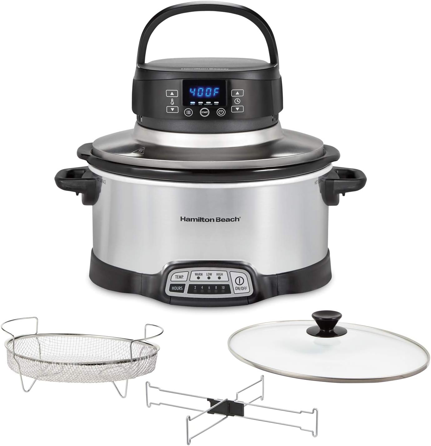 Hamilton Beach Programmable Slow Cooker with Flexible Easy Programming, 5 Cooking Times, Dishwasher-Safe Crock, Lid, 4 Quart, Silver