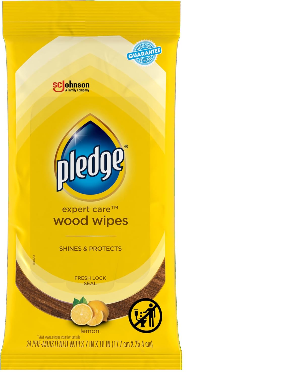 Pledge Expert Care Wood Wipes, Shines and Protects, Removes Fingerprints, Lemon Scent, 24 Count (Pack of 1)