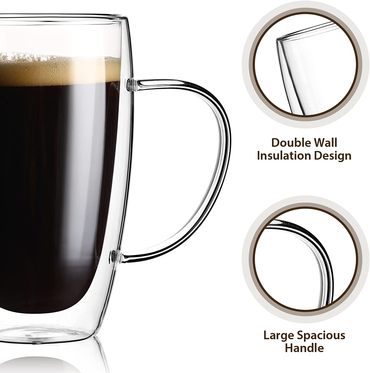 Espresso Cups With Handle,Espresso Shot Glasses,Clear Expresso Coffee Cups,Double Wall Insulated Espresso Mugs,Microwave Dishwasher Safe,Suit for Espresso Machine