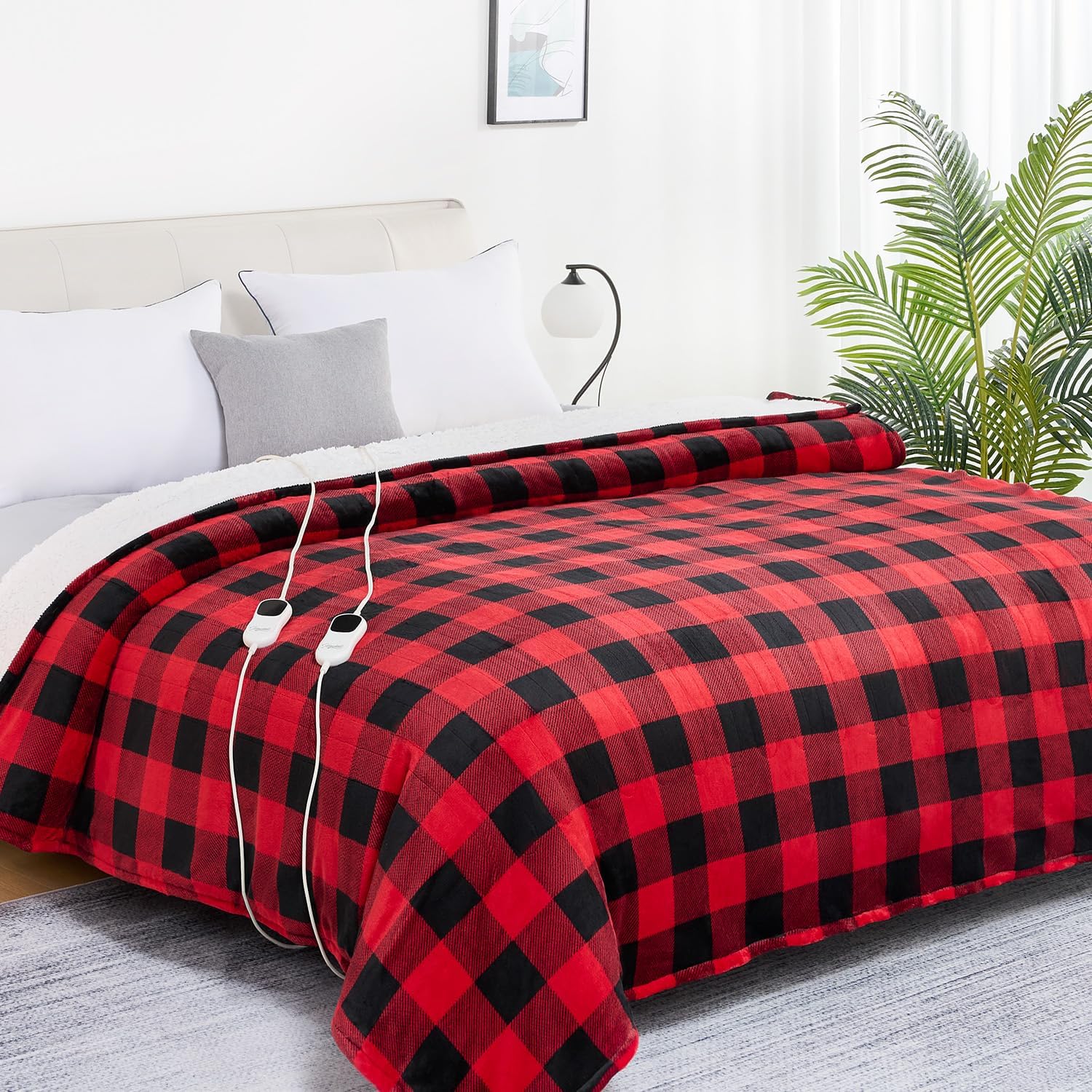 Homemate Electric Blanket Heated Throw - 50“x60“ Ultra Soft Cozy Flannel Heating Blanket with 10 Fast Heat Levels 8 Hours Auto Off Over-Heated Protection ETL Certification Keep Warm in Home Office
