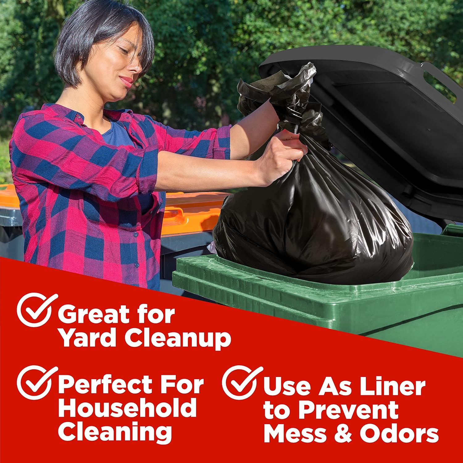 ToughBag 64-65 Gallon Industrial Trash Bags, 50 x 60” Large Black Garbage Bags (50 COUNT) – 60 Gallon Trash Bags, Outdoor Garbage Can Liner for Custodians, Landscapers, Contractors - Made In USA