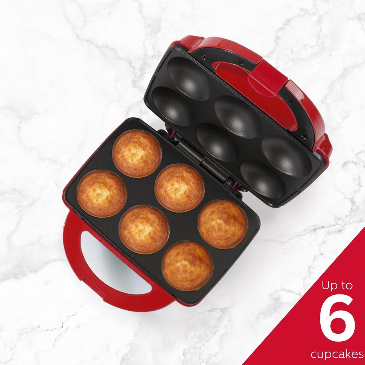 Holstein Housewares Non-Stick Cupcake Maker, Teal - Makes 6 Cupcakes, Muffins, Cinnamon Buns - Birthdays, Holidays, and More