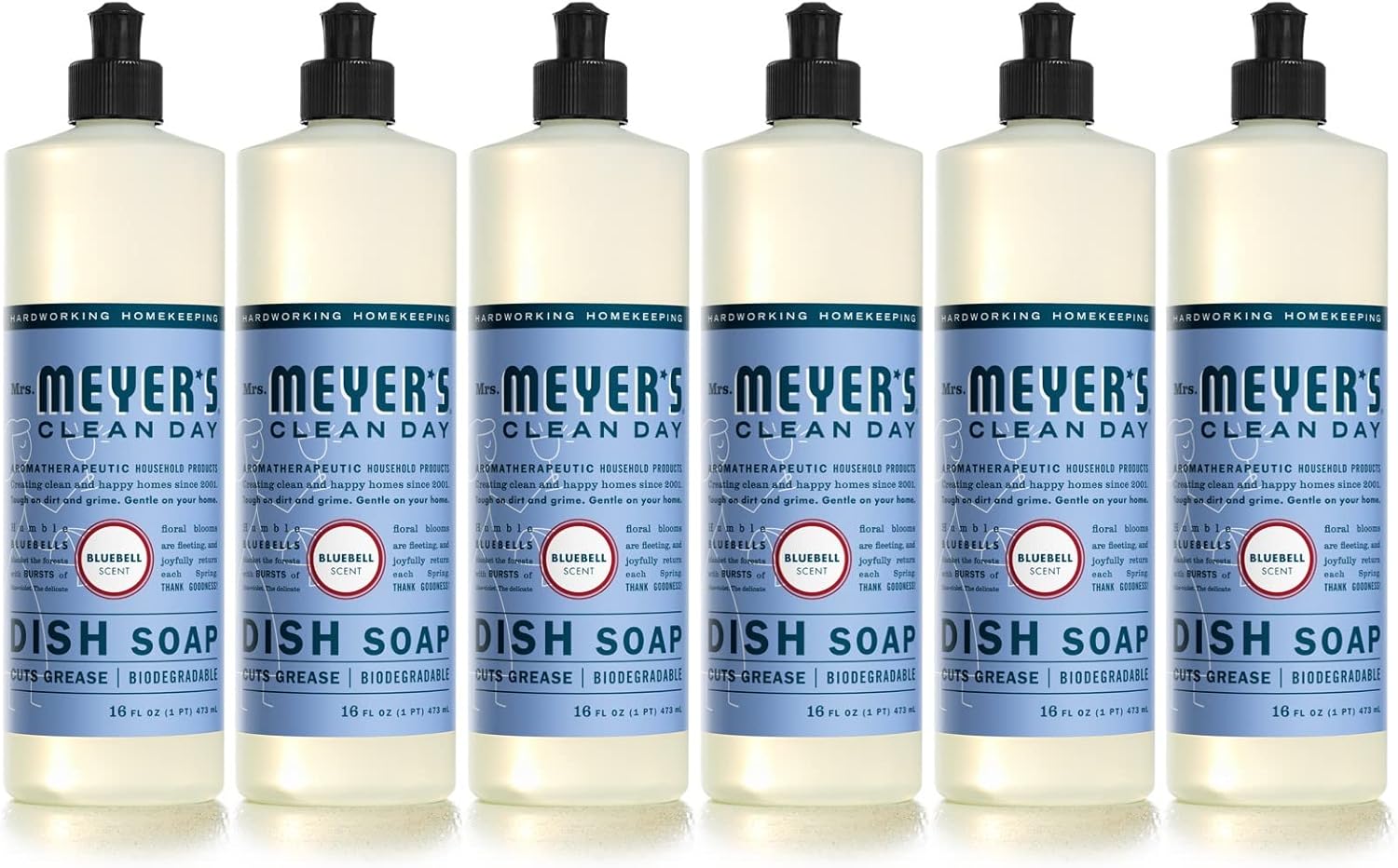 MRS. MEYER'S CLEAN DAY Liquid Dish Soap, Biodegradable Formula, Basil, 16 fl. oz - Pack of 3