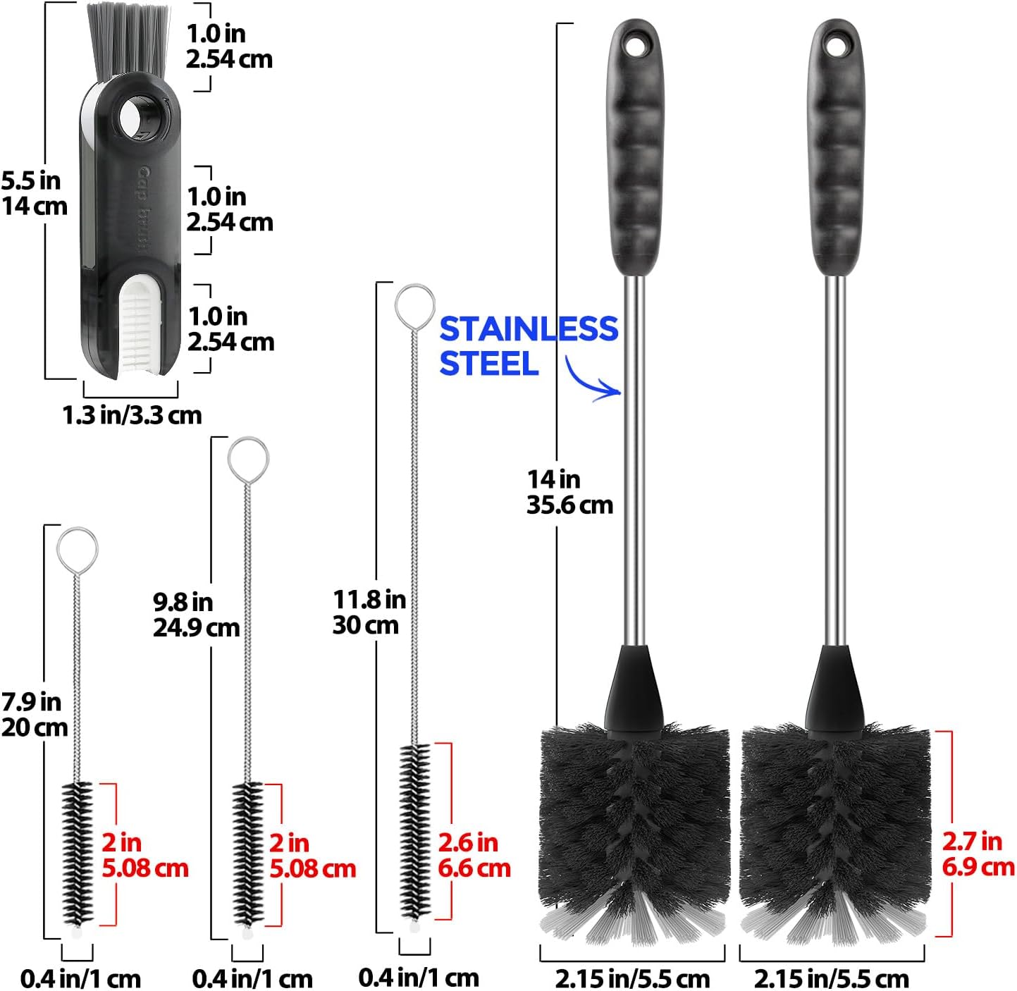 Holikme 6 Pack Bottle Brush Set, 14