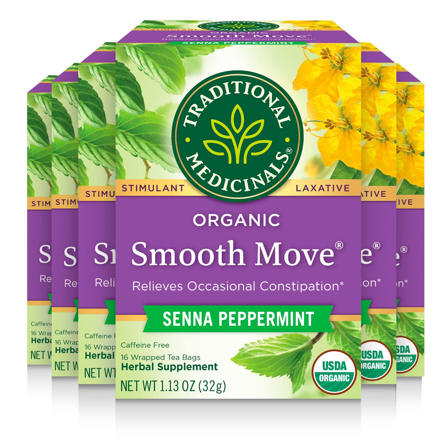 Traditional Medicinals Smooth Move, Helps Relieve Constipation Overnight, 16 Teabags