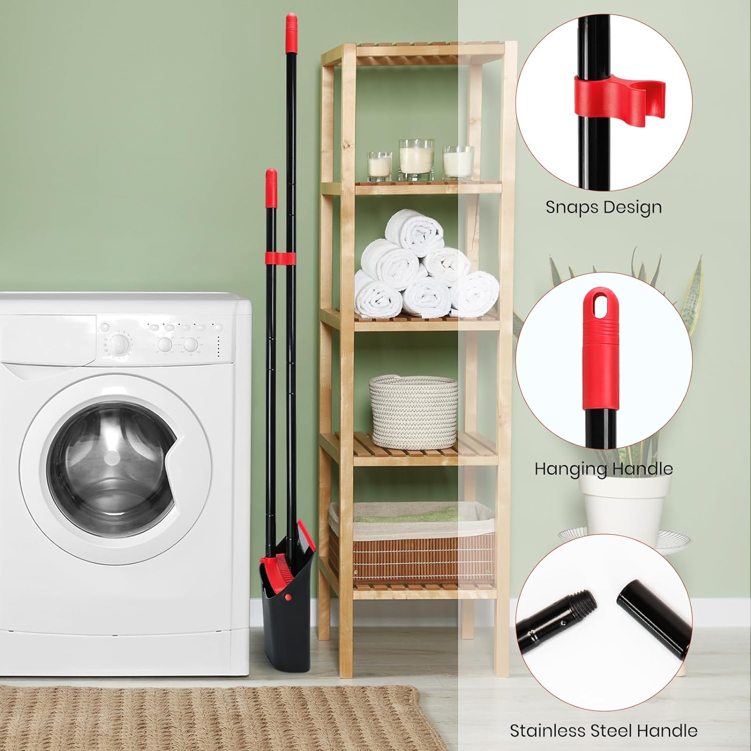 TreeLen Broom and Dustpan Set with 52