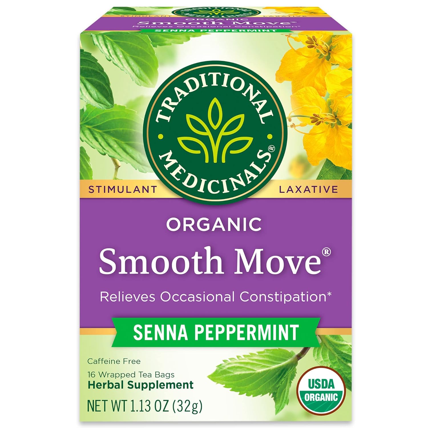 Traditional Medicinals Smooth Move, Helps Relieve Constipation Overnight, 16 Teabags