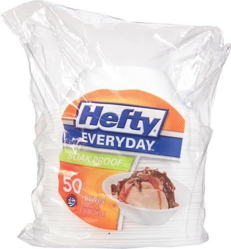 Hefty Everyday Soak-Proof Foam Bowls, 12 Ounce, 50 Count
