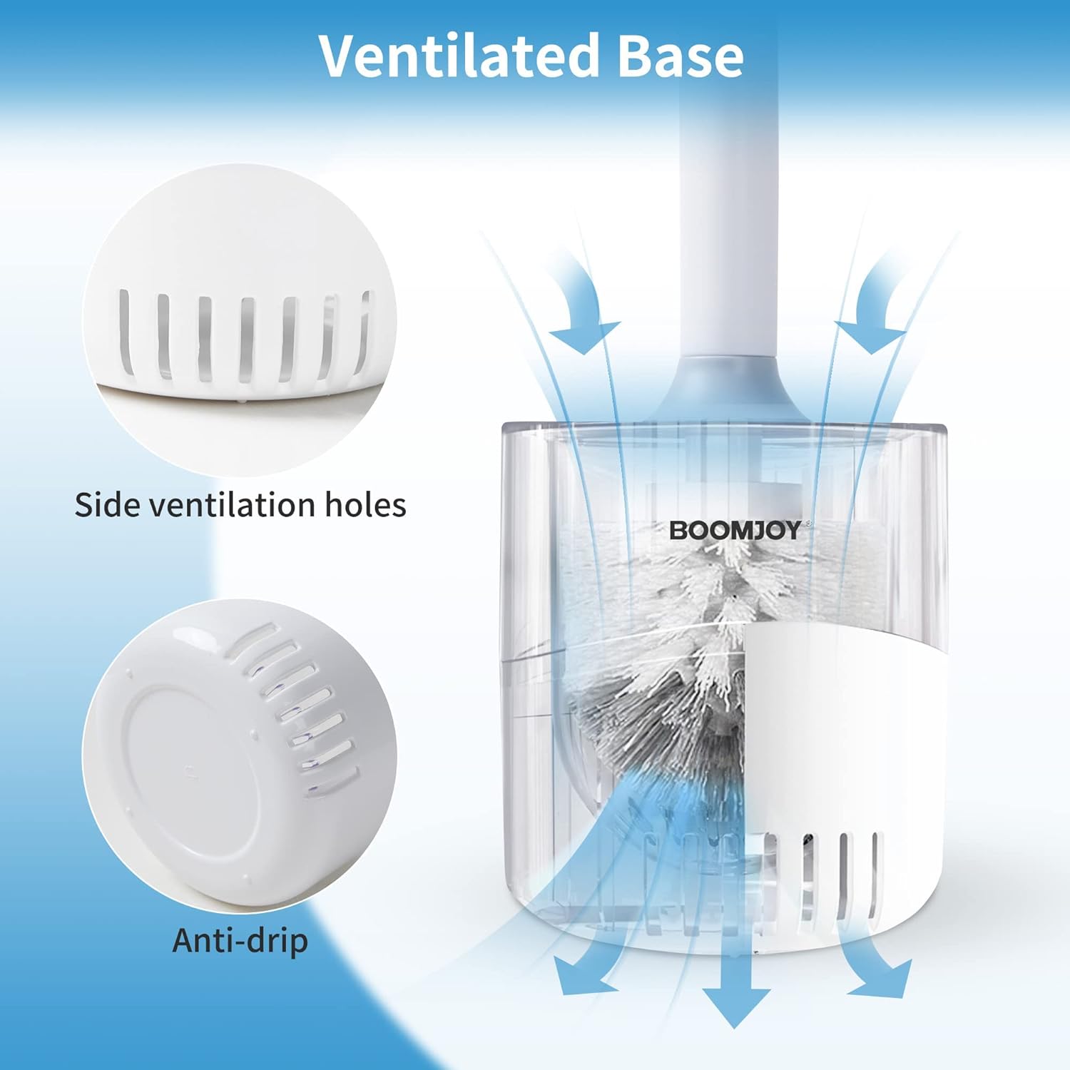 BOOMJOY Toilet Brush and Holder Set, Silicone Toilet Bowl Cleaner Brush, Bathroom Cleaning Bowl Brush Kit with Tweezers, Bathroom Accessories with Aluminum Handle - White