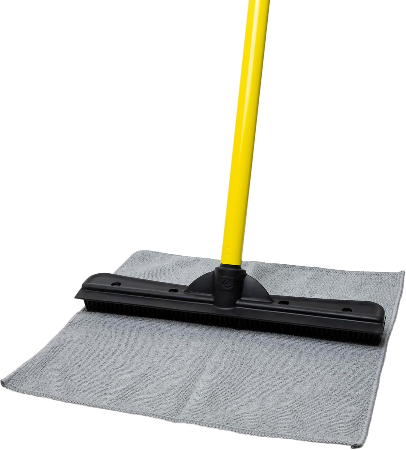 FURemover Original Indoor Pet Hair Rubber Broom with Carpet Rake and Squeegee, Black and Yellow