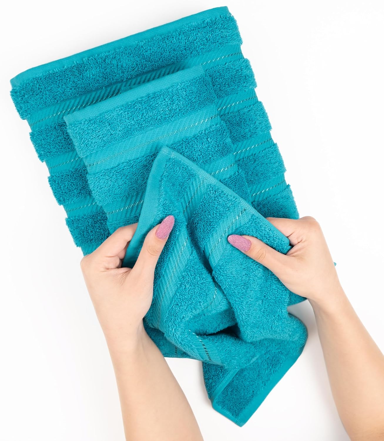 American Soft Linen Luxury 6 Piece Towel Set, 2 Bath Towels 2 Hand Towels 2 Washcloths, 100% Cotton Turkish Towels for Bathroom, Light Grey Towel Sets