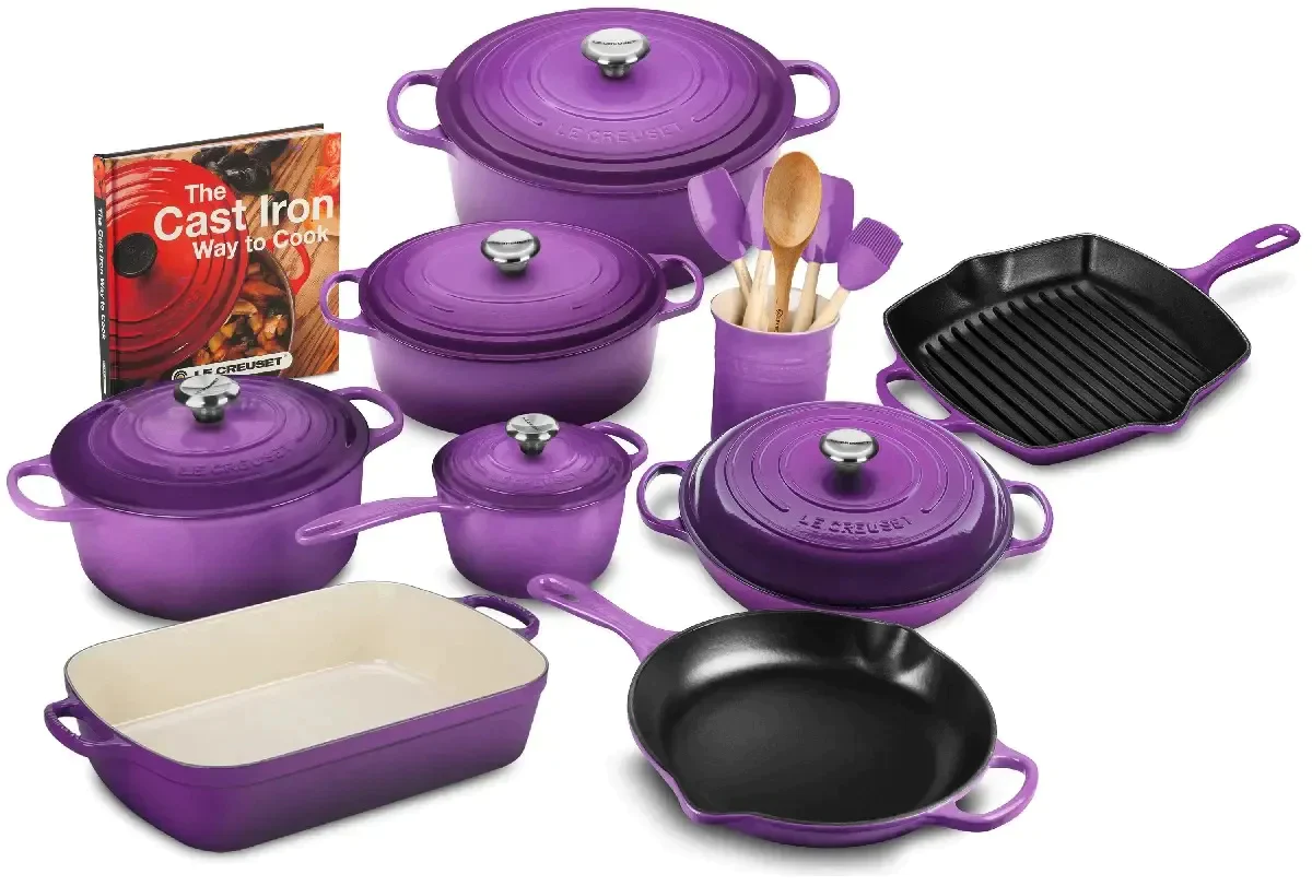 Signature Cast Iron Cookware Set  - 20 Piece💝16 Piece Knife Set