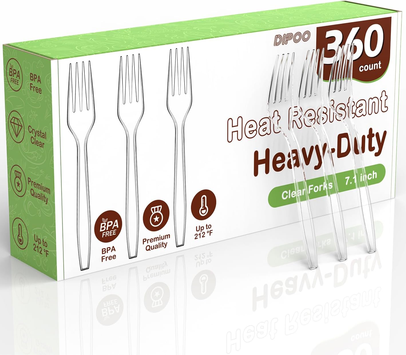 360 Count Plastic Silver Ware Heavy Duty, 120 Forks, 120 Spoons, 120 Knives, Heat Resistant & BPA Free Disposable SilverWare, Disposable Cutlery set, Premium Clear Utencils for Party Supply