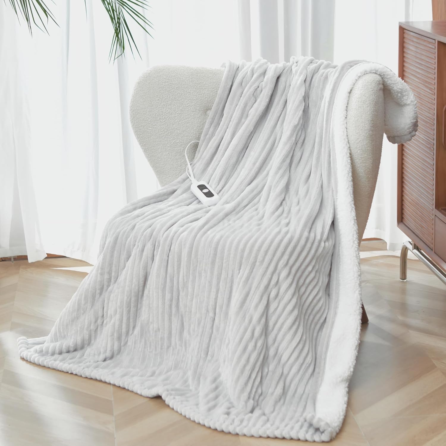 Heated Blanket Throw Size, Soft and Cozy Electric Heating Blanket for Bed, Automatic Safety System 6 Heating Levels & 4 Hours Auto-Off, 50