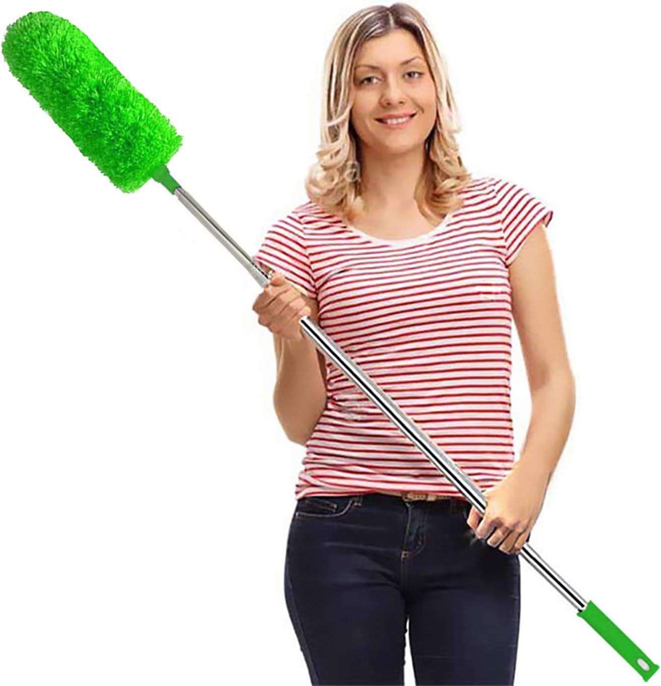 DELUX Microfiber Feather Duster Extendable Duster with 100 inches Extra Long Pole, Bendable Head & Long Handle Dusters for Cleaning Ceiling Fan, High Ceiling, Blinds, Furniture & Cars Gray